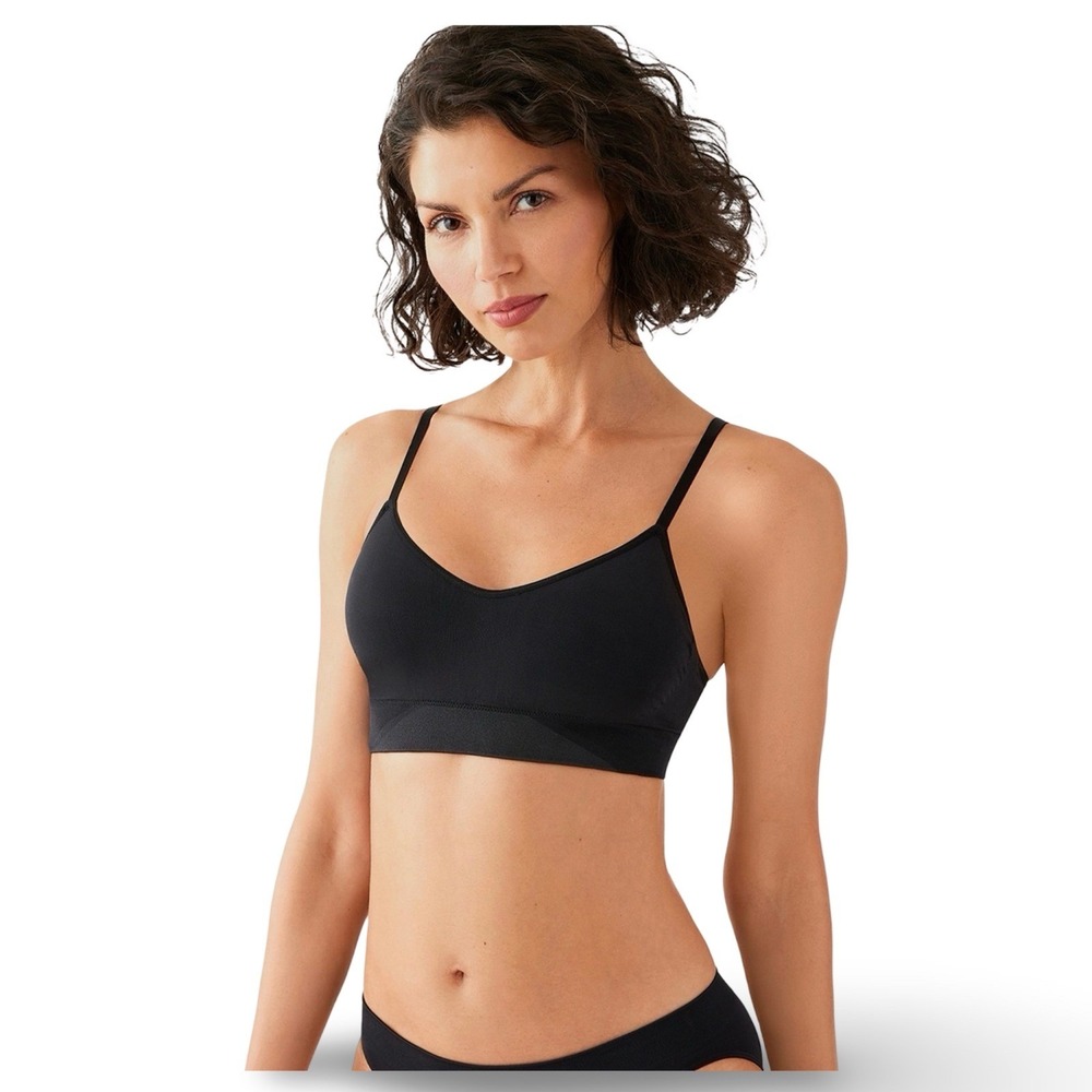 Wacoal Seamless Wire Free Bralette Black L Adjustable Straps Comfort Bra 835275